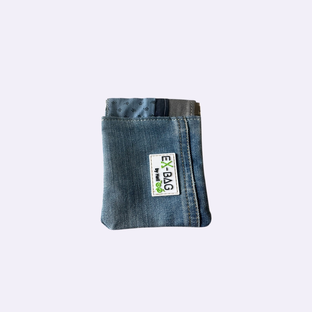 Upcycelte Geldbörse aus Stoffresten / Blau