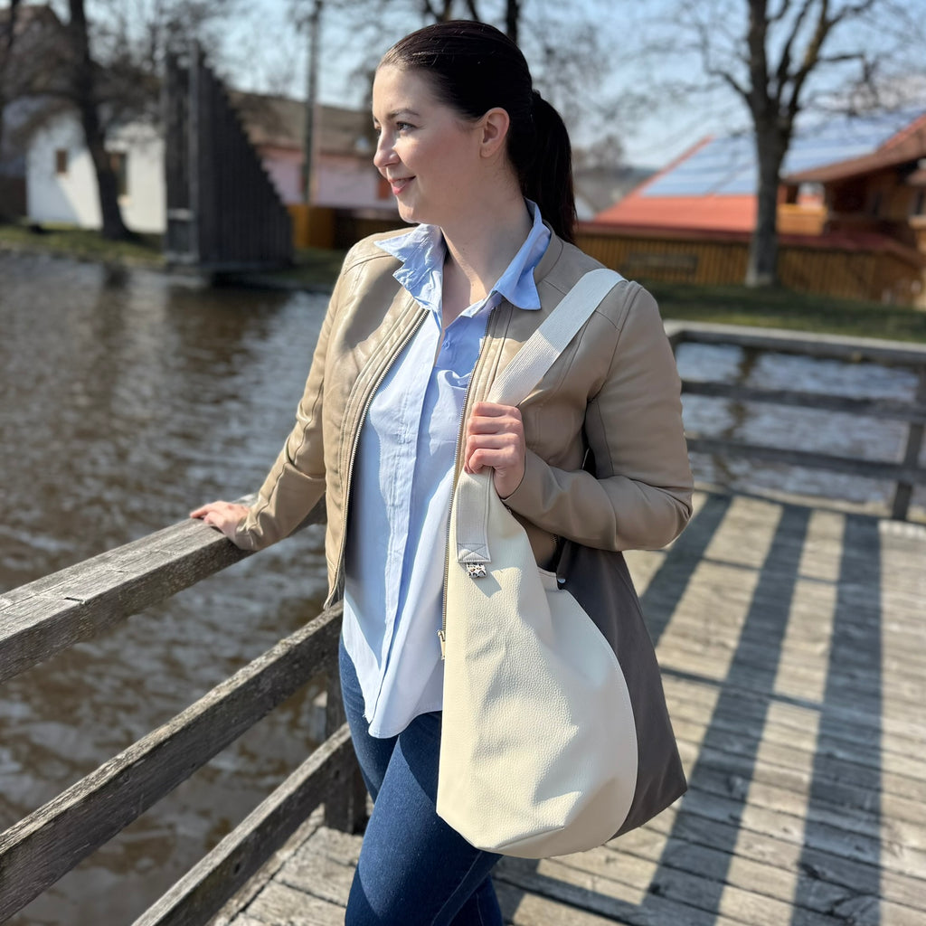 Half & Half Bag | Weiß und grau mit Leolabel
