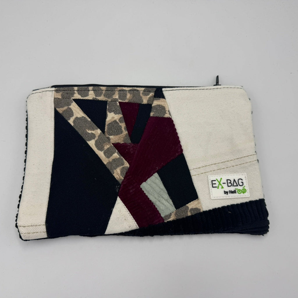 Patchworktasche Weiß / Weinrot / Leo