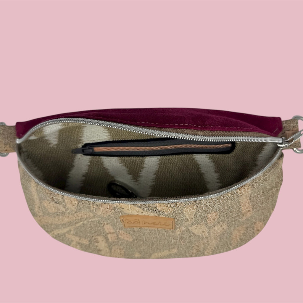 Bauchtasche Medium Kork und Kunstleder