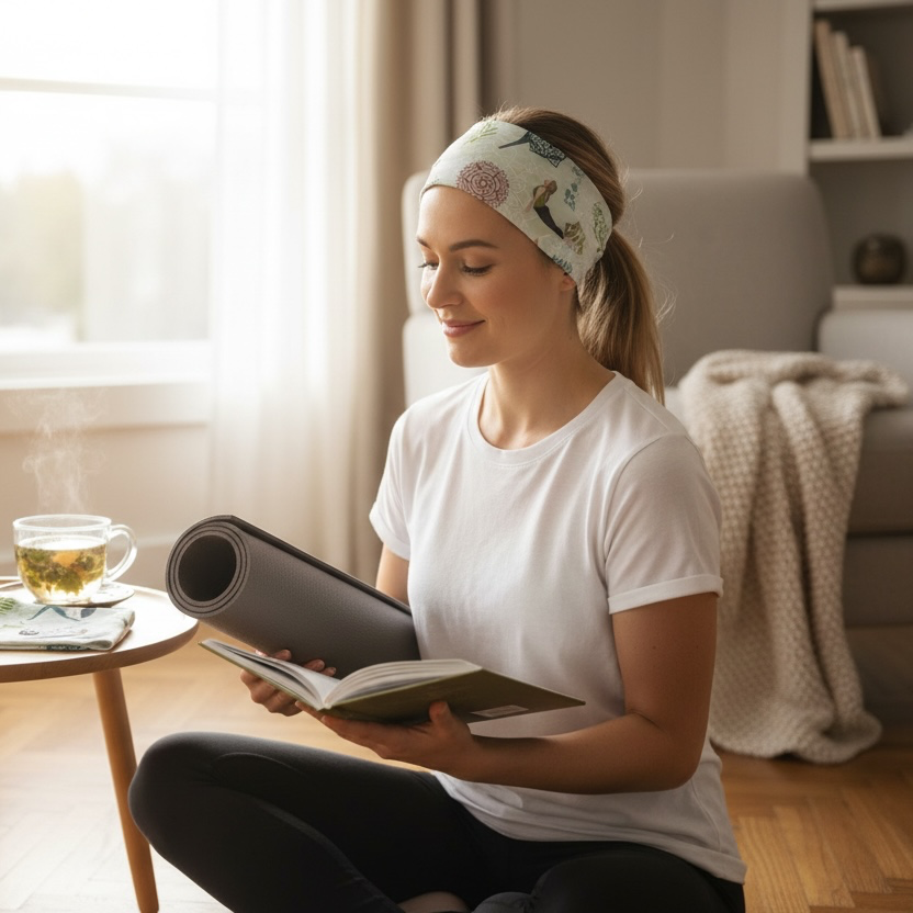 Leichtes Stirnband mit Yoga-Mustern