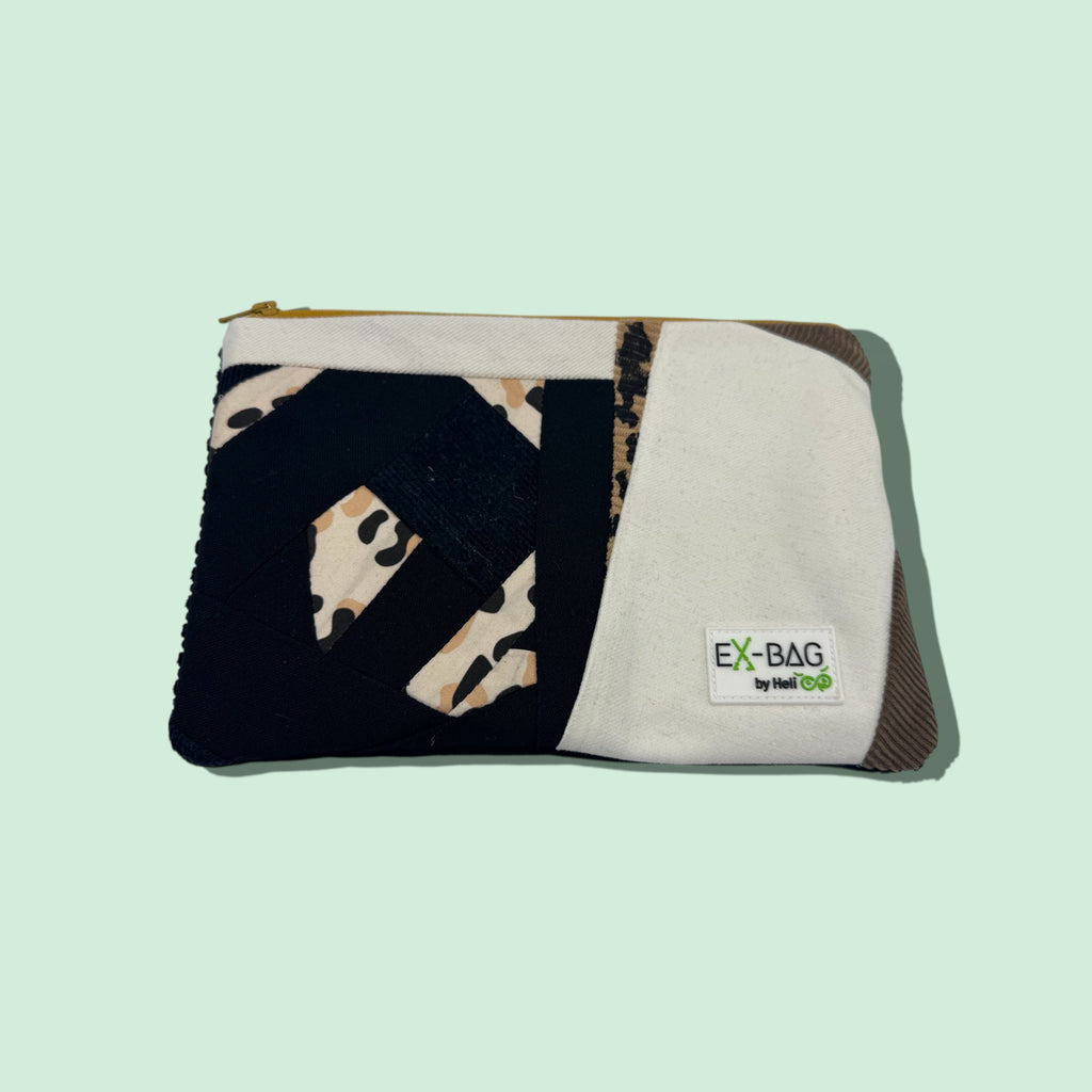 Patchworktasche  Weiß / Schwarz / Leo