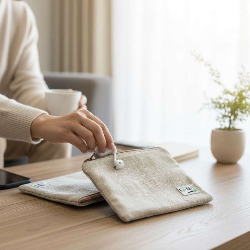 Leinenpouch Blaudruck