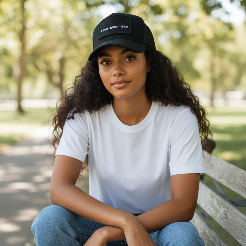 Statement Cap "Live your life" mit abnehmbarer Patch
