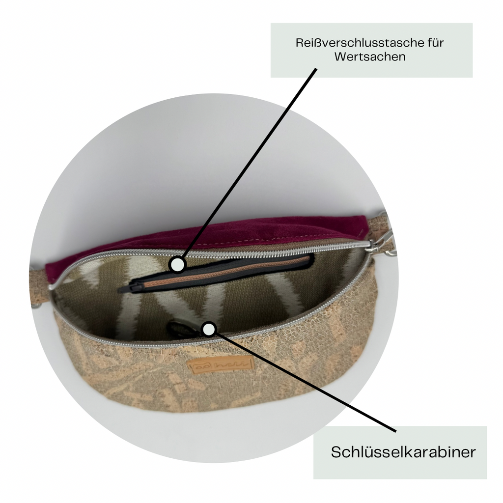 Bauchtasche Medium Kork und Kunstleder