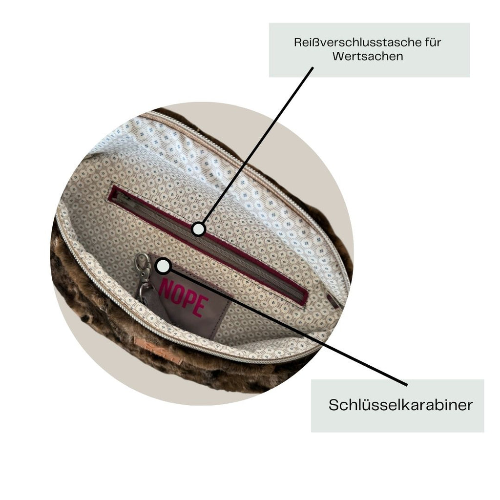 Bauchtasche Kunstfell Braun